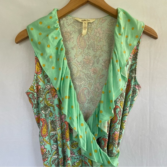 Matilda Jane women’s Floral wrap Mini Dress Paisley Polka Dot Mint Green Small - Picture 11 of 11